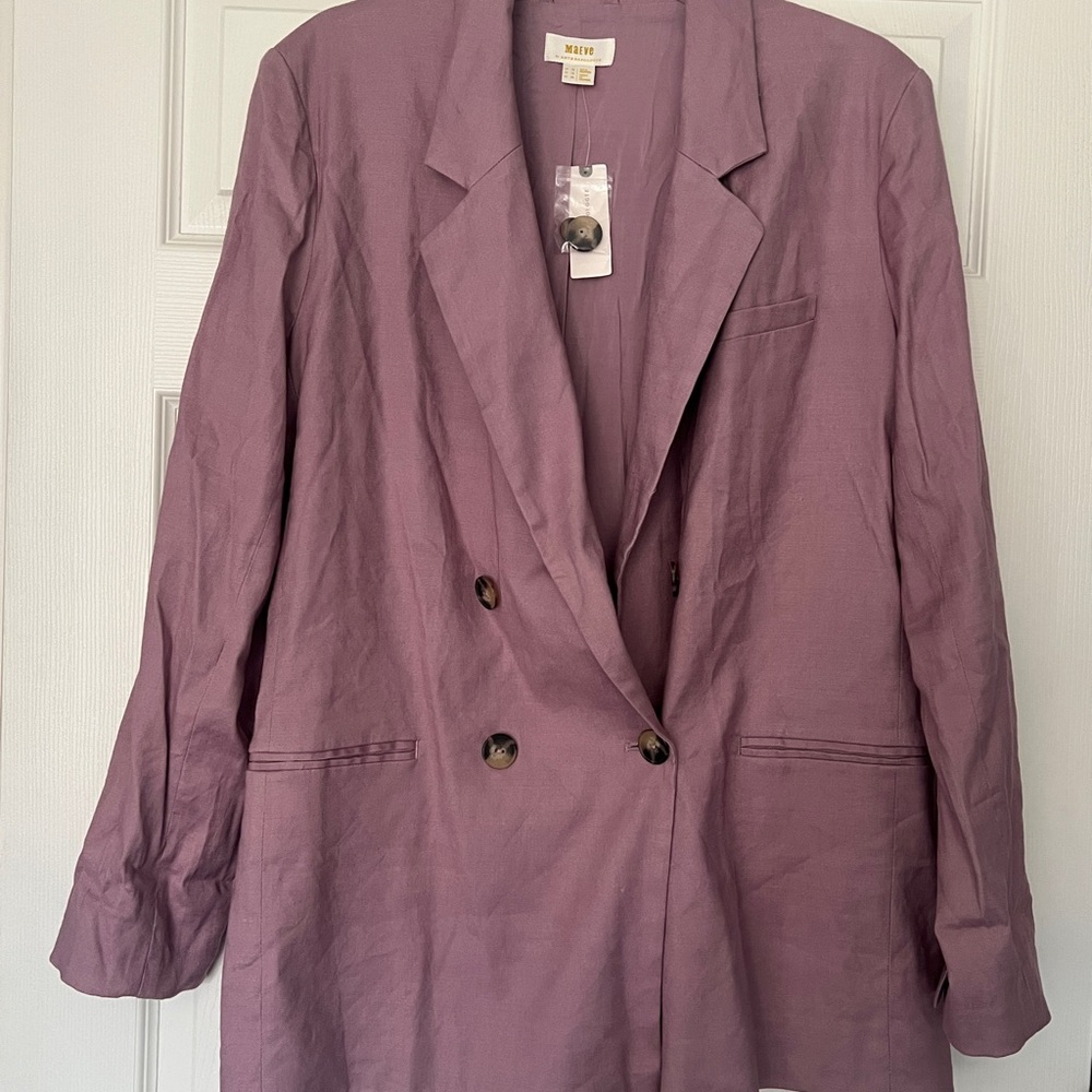 Maeve Anthropologie Mauve Double-Breasted Blazer